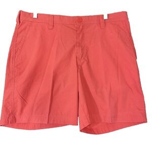 Columbia Washed Out Lt Weight Cotton Shorts Mens 36 Red Modern Classic 8" Inseam